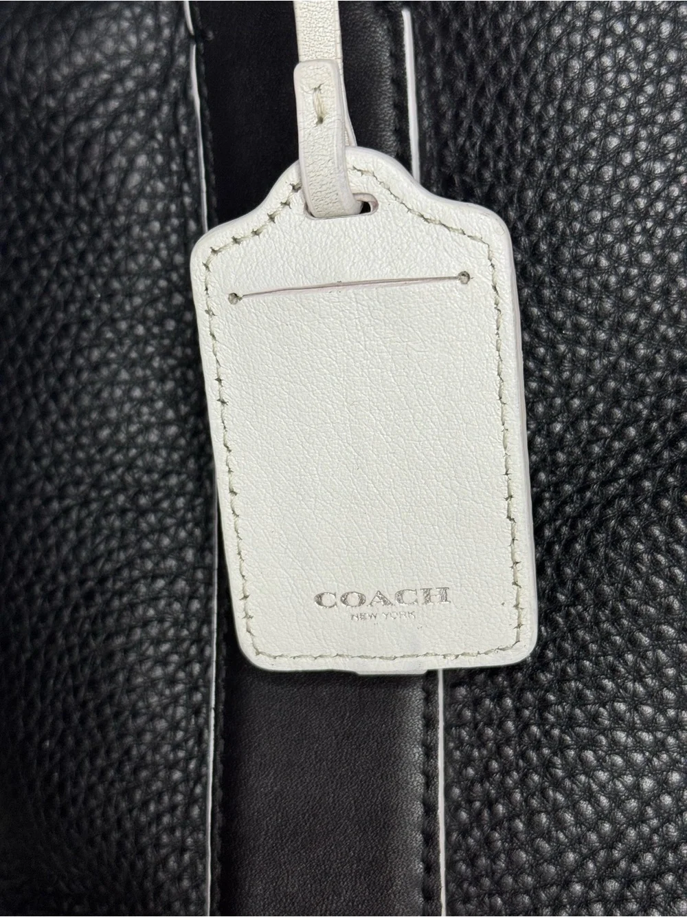 Coach - Bleecker Preston Black Pebbled Leather Satchel Large 14” White Trim